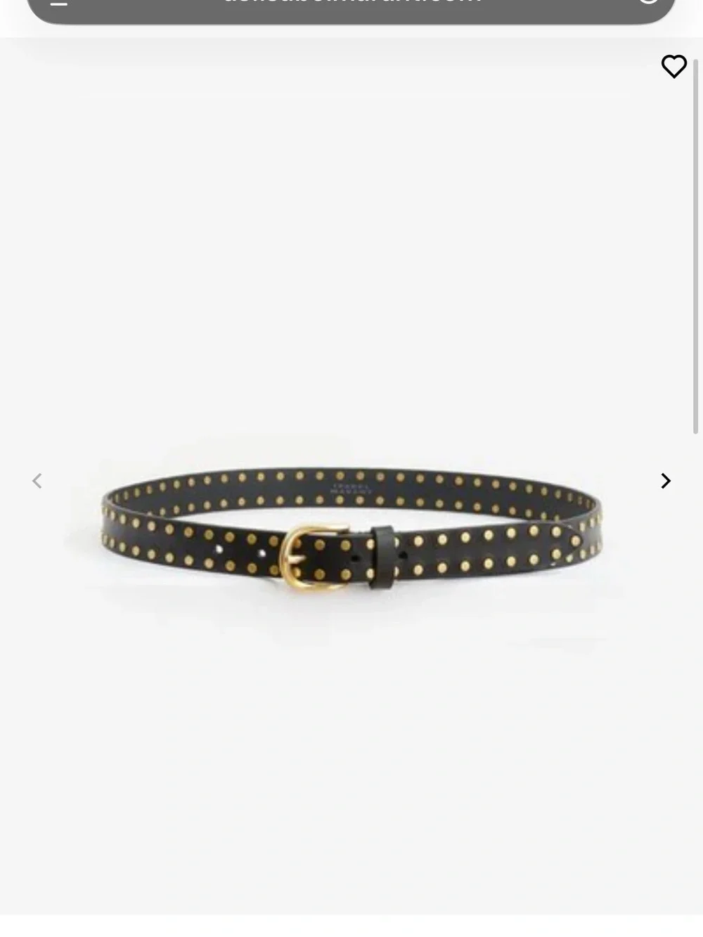 Isabel Marant Black Leather Studded Belt with Gold Buckle - Size 70